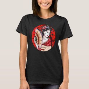 Camiseta Geisha japonesa con fanática sakura Geisha