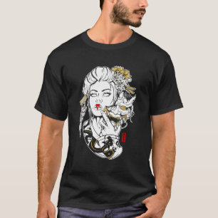 Camiseta Geisha japonesa con Oni