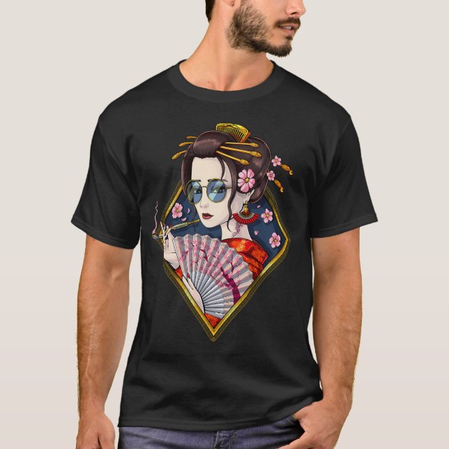 Camiseta Geisha Japonesa Flor de Cerezo (Anverso)