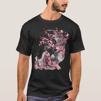 Camiseta Geisha Japonesa Flor de Cerezo Sakura Kimono