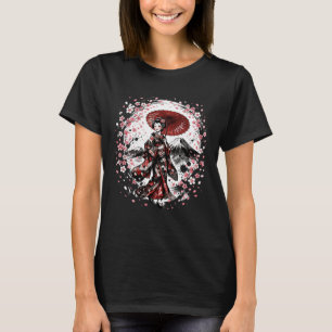 Camiseta Geisha Japonesa Sakura Monte Fuji Flor de Cerezo C