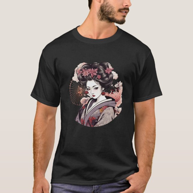 Camiseta Geisha japonesa tradicional con un bonito gráfico  (Anverso)