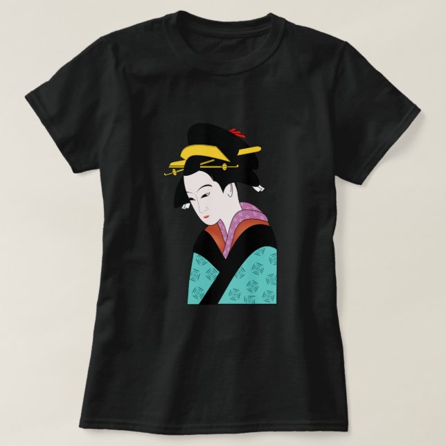 Camiseta Geisha kimono arte lindo (Diseño del anverso)