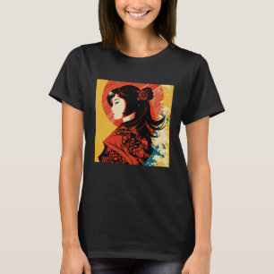 Camiseta Geisha Kimono Japonés Samurái Femenino Retro Vinta