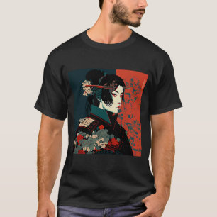 Camiseta Geisha Kimono Japonés Samurái Retro Vintage Femeni