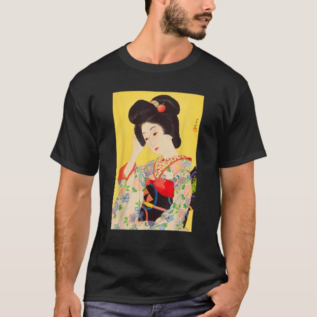 Camiseta Geisha Maiko Kimono arte japonés pintura Ka (Anverso)