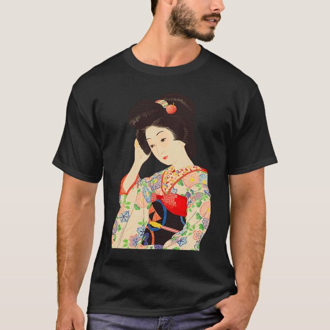 Camiseta Geisha Maiko Kimono Japanese Japan painting Kawase (Anverso)