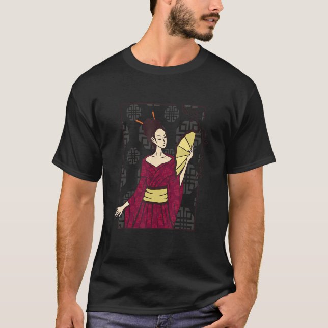 Camiseta Geisha Mujer Japonesa Hermosa Inteligente (Anverso)