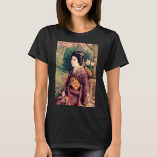 Camiseta Geisha Mujeres Vintan Bloqueo de madera Japonés
