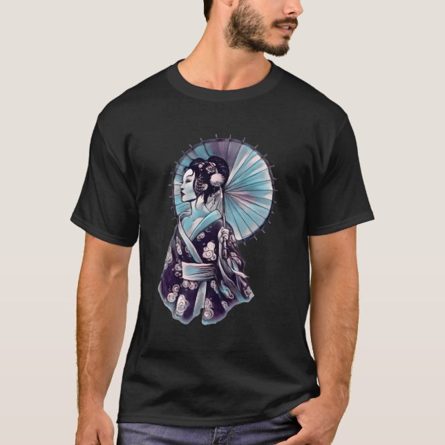 Camiseta Geisha Parasol Bonito Tattoo Samurai manos cortada (Anverso)