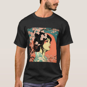 Camiseta Geisha Retro Femenino Kimono Samurái Japonés Vinta
