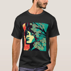 Camiseta Geisha Retro Kimono Femenino Samurái Japonés Antig