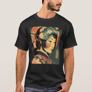 Camiseta Geisha Retro Kimono Samurai Vintag Japonés