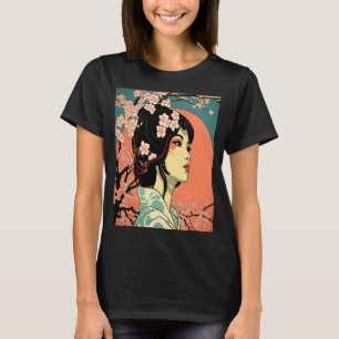 Camiseta Geisha Retro Kimono Samurai Vintag Japonés