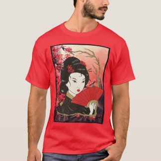 Camiseta Geisha Sakura Cerezo en flor Geisha Chica Japón Cu
