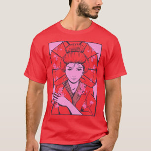 Camiseta Geisha Sakura Cerezo en flor Geisha Chica Japón Cu
