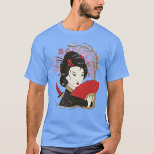 Camiseta Geisha Sakura Cerezo en flor Geisha Chica Japón Cu