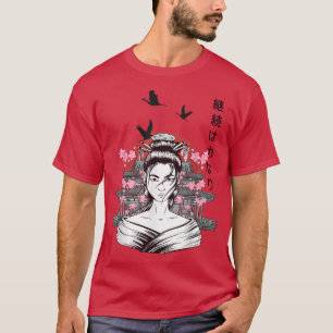 Camiseta Geisha Sakura Cherry Blossom Geisha Chica japonés