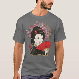 Camiseta Geisha Sakura Cherry Blossom Geisha Girl Japan Cul