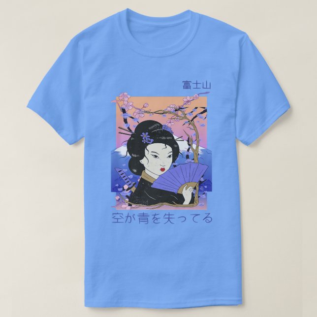 Camiseta Geisha Sakura Cherry Blossom Samurai Fuji Mountain (Diseño del anverso)
