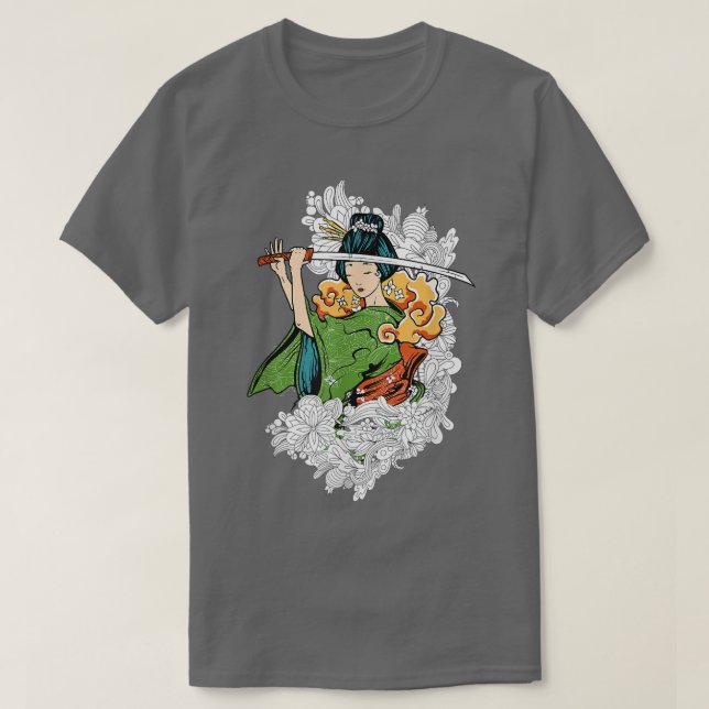 Camiseta Geisha Samurai japonesa (2) (Diseño del anverso)