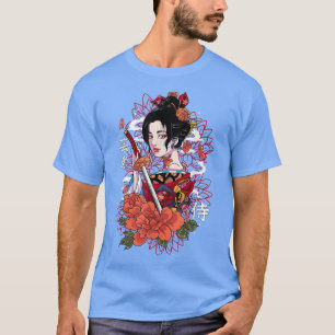 Camiseta Geisha Samurai Japonesa Espada Kanji Escribiendo K