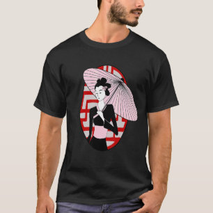 Camiseta Geisha sosteniendo el programa de mujeres japonesa