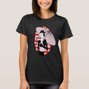 Camiseta Geisha sosteniendo paraguas Mujeres japonesas vint