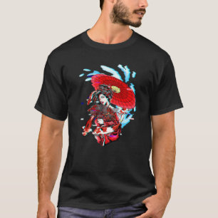 Camiseta Geisha Vaporwave Japonés Koi Pez Carpa Geiko Estét