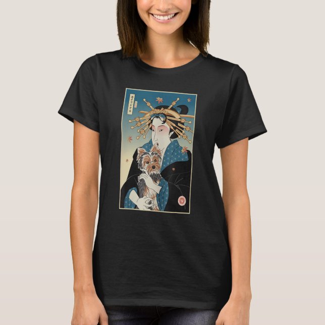 Camiseta Geisha Y Dog Yorkshire Ukiyo E Warrior Samurai Y (Anverso)