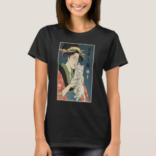 Camiseta Geisha Y Gato 1 Ukiyo E Guerrero Japonés Samurái