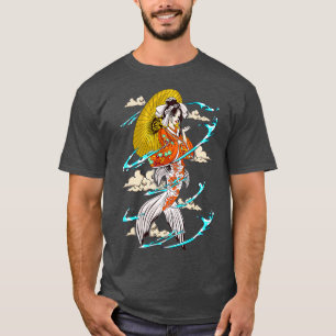 Camiseta Geisha y Koi japoneses pescan Japón Amantes de Kaw