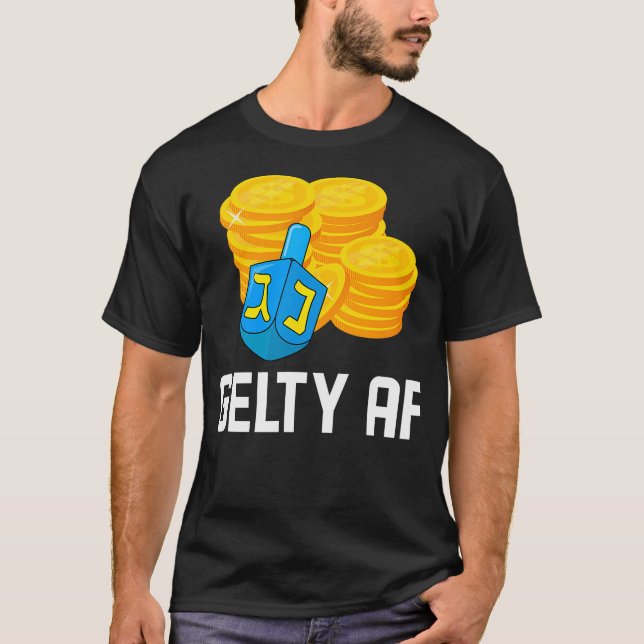 Camiseta Gelty Af Hanukkah Gelt Dreidel Champ Jewish Menora (Anverso)