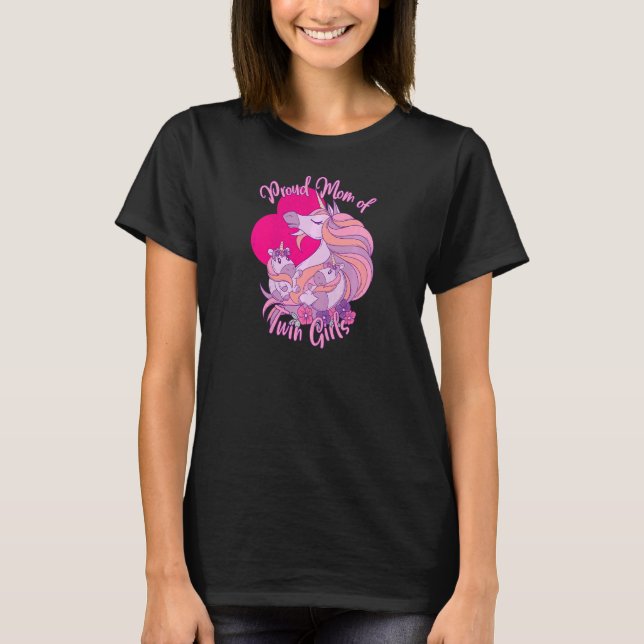 Camiseta Gemelas Unicornias Orgullosas De Mamá De Chicas Ge (Anverso)