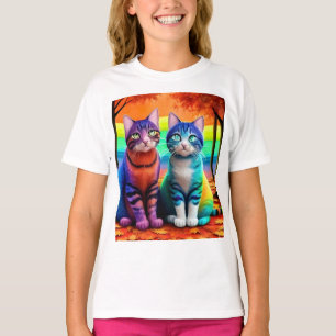 Camiseta Gemelos de arte digital de gatos