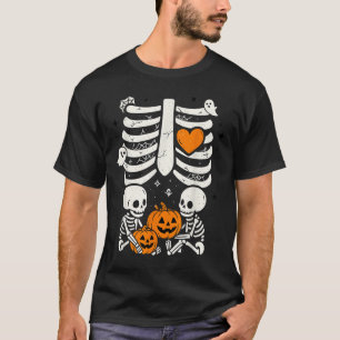 Camiseta Gemelos de bebé esqueleto anuncio de embarazo de H
