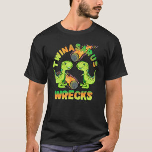 Camiseta Gemelos de dinosaurio Twinasaurus destroza a herma