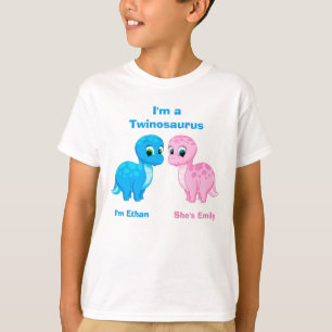Camiseta Gemelos fraternales de dinosaurios pequeños person