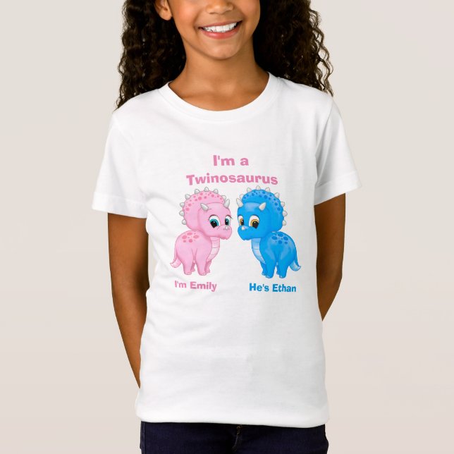 Camiseta Gemelos fraternales de dinosaurios pequeños person (Anverso)