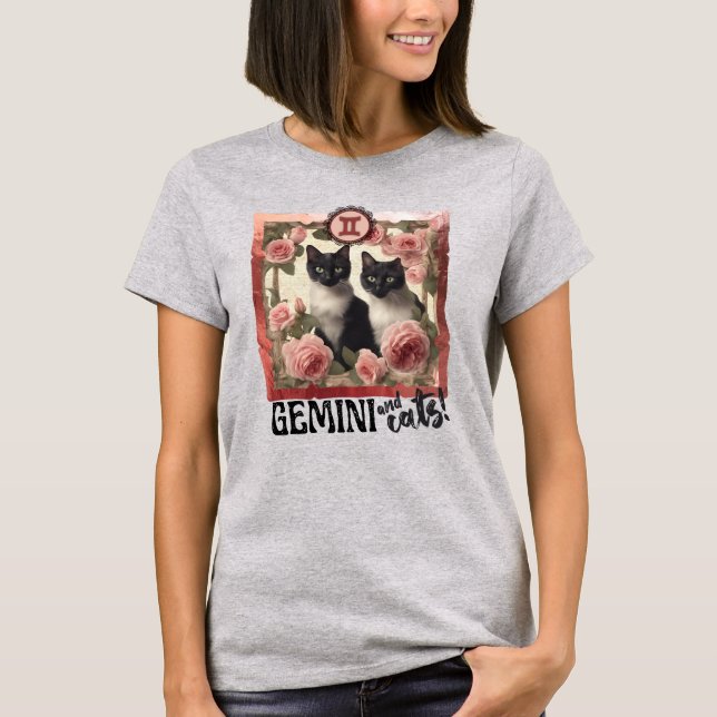 Camiseta Gemini astrología nacimiento signo zodiac gatito g (Anverso)