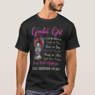 Camiseta Gemini Chica Reina negra Zodiac cumpleaños mujer a
