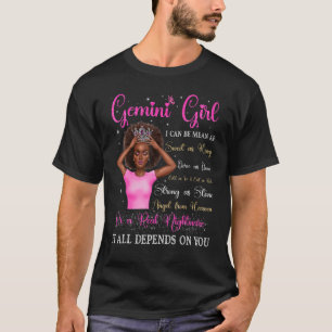 Camiseta Gemini Chica Reina negra Zodiac cumpleaños mujeres