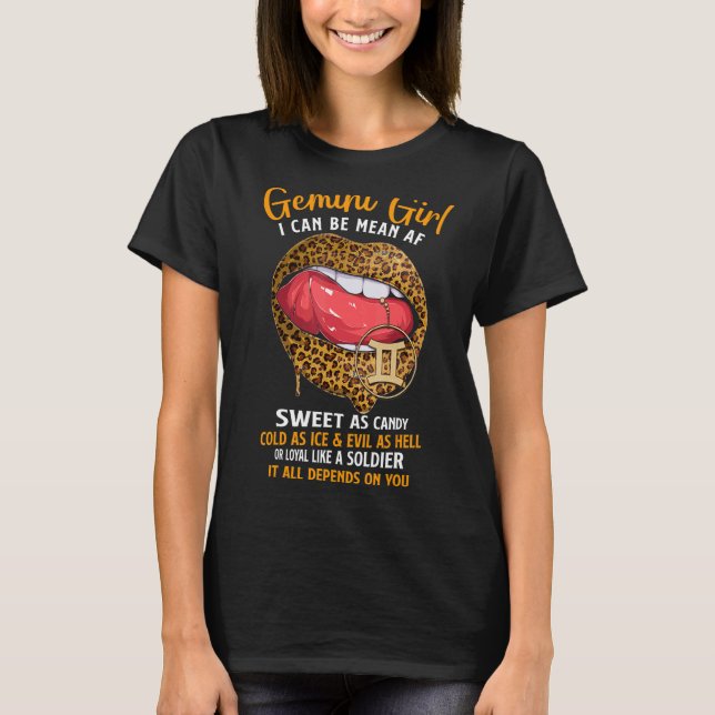 Camiseta Gemini Chica Zodiac Rótulo Sweet As Candy Leopard  (Anverso)