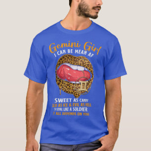 Camiseta Gemini Chica Zodiac Rótulo Sweet As Candy Leopard 