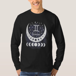 Camiseta Gemini Fase Moon Agua Rótulo Zodiaco Horóscopo Per