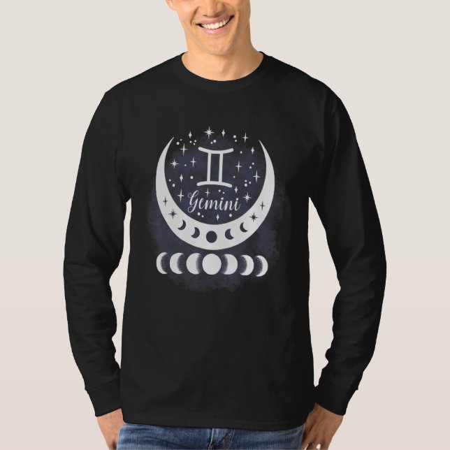 Camiseta Gemini Fase Moon Agua Rótulo Zodiaco Horóscopo Per (Anverso)