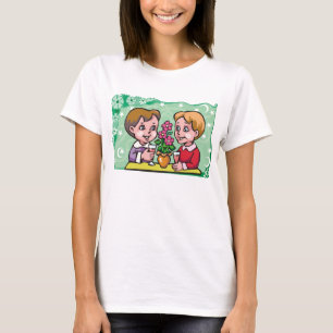Camiseta Gemini floral gemelos con flores