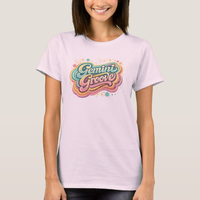 Camiseta Gemini Groove | Retro Zodiac Astrology T-Shirt (Anverso)