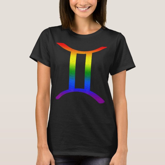 Camiseta Gemini Lgbt Zodiac Rótulo Lgbt Orgullo Arcoiris Ga (Anverso)