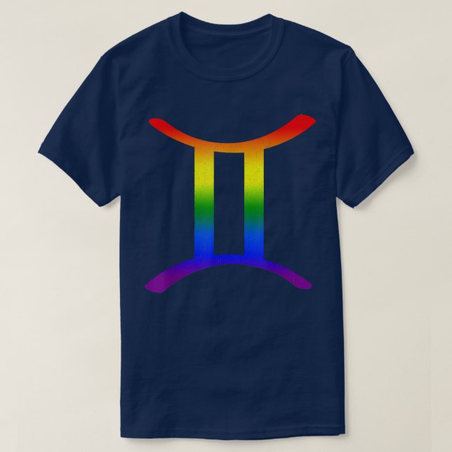Camiseta Gemini Lgbt Zodiac Sign Lgbt Rainbow Pride Gay Gif (Diseño del anverso)